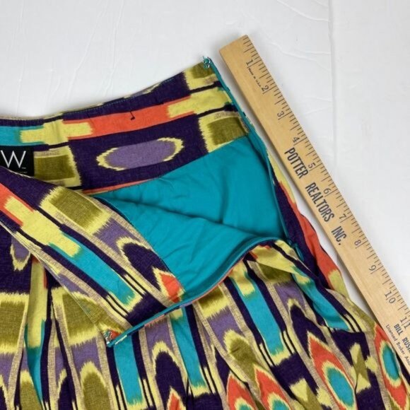 W Work to Weekend Pleated Skirt 28x20 sz 8 - colorful fun party geometric - Picture 6 of 11